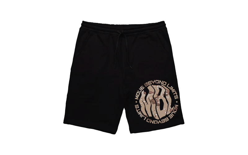 HRZN OVERSIZED BLACK AND DESERT CAMO SHORTS
